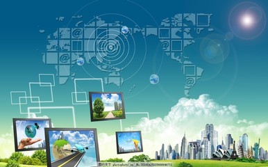 通信技術導航PSD素材 通訊技術發(fā)展的視覺橋梁